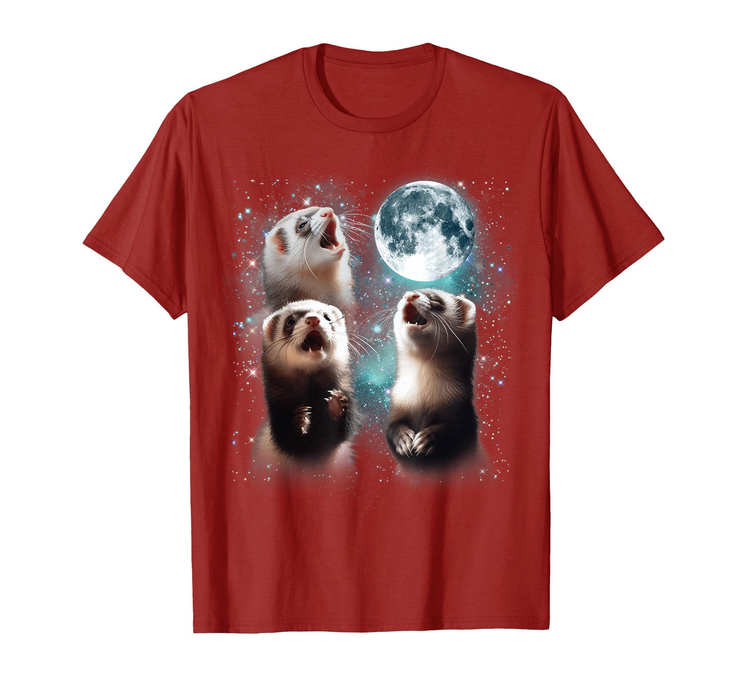 3 Ferret Moon Howling Ferret Head Funny For Men, Women, Kid T-Shirt