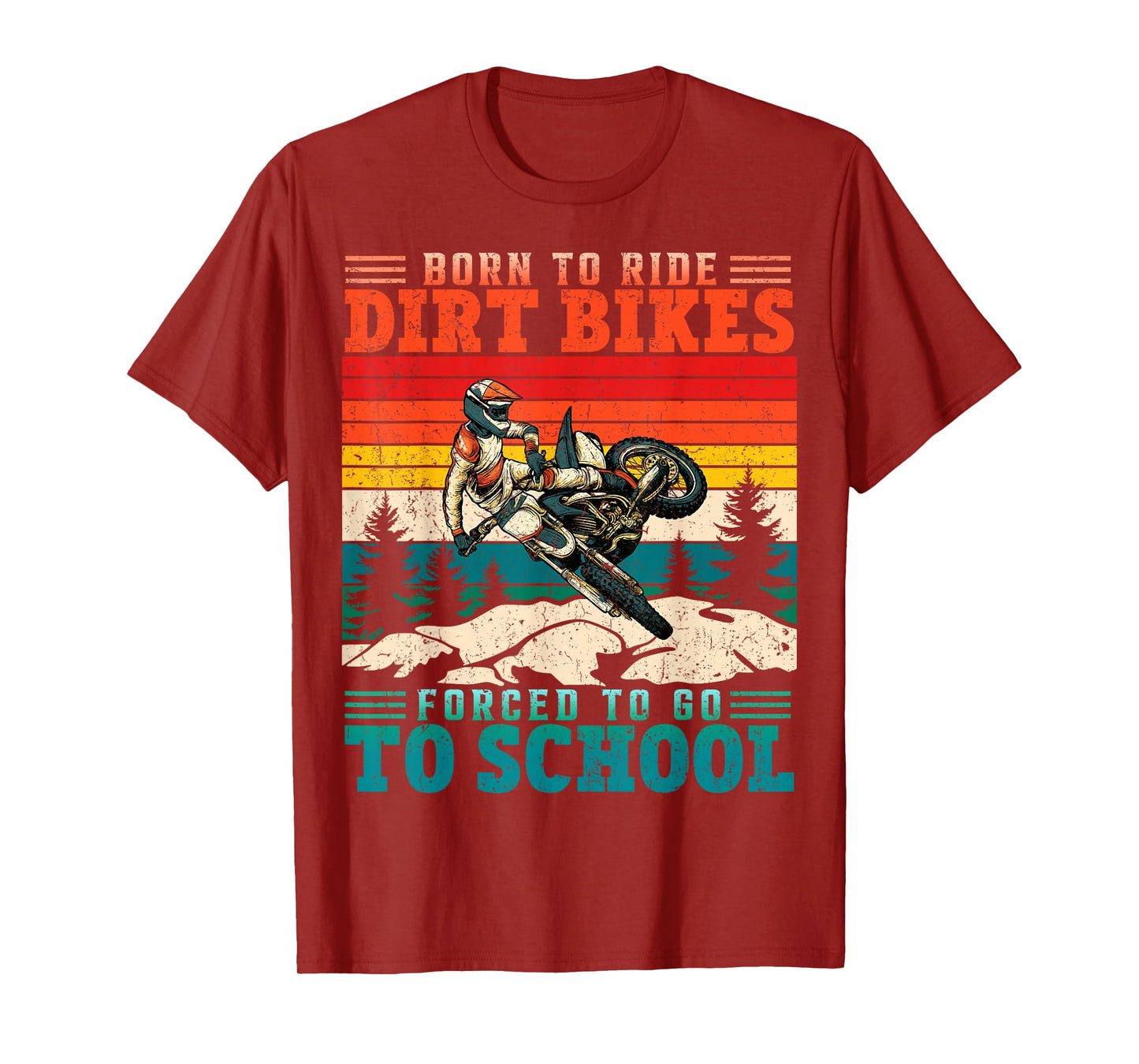 Vintage Born to Riding Dirt Bikes Forced Go School Motocross T-Shirt