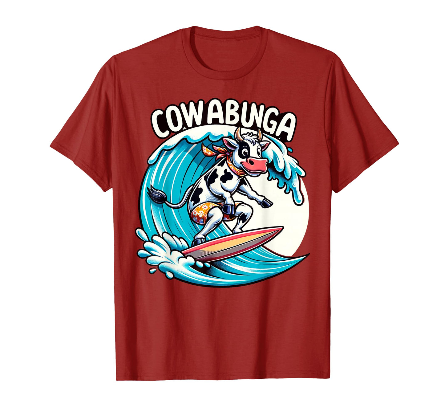 Cowabunga Beach Surfing Cow Surfingboard Surfboard T-Shirt