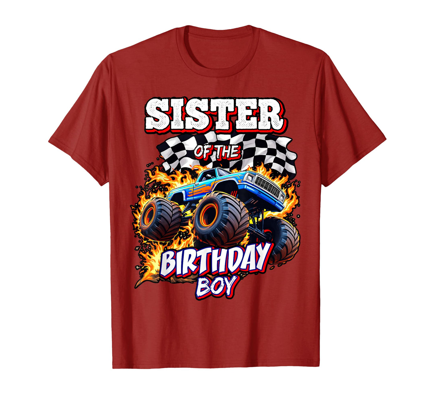 Sister of the Birthday Boy Monster Truck Birthday Party T-Shirt