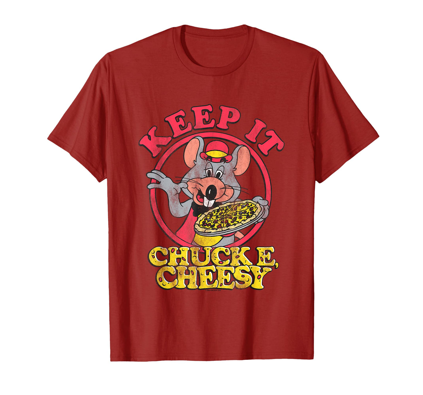 Chuck E. Cheese Keep It Cheesy Distressed Big Chest Logo T-Shirt