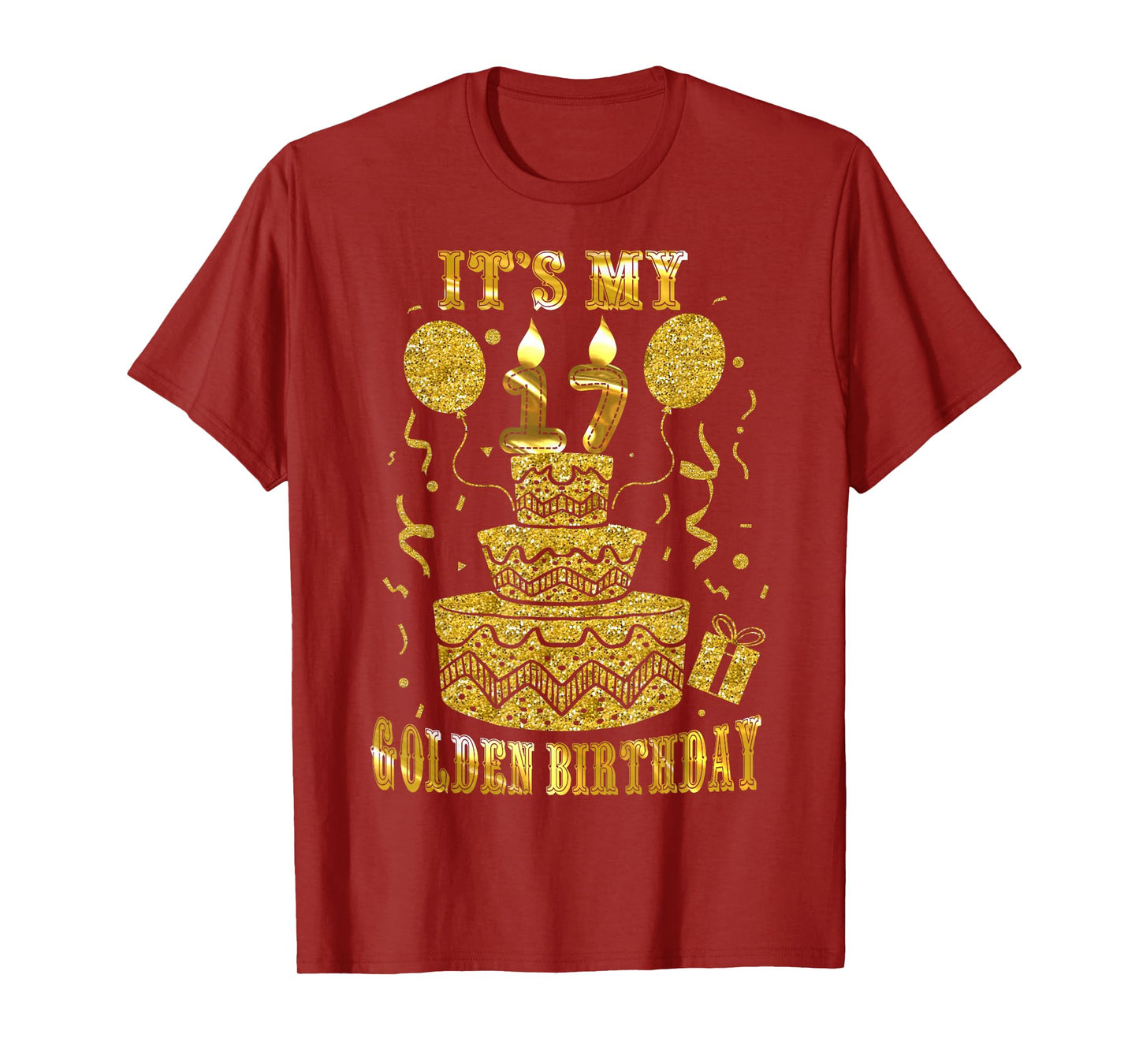 It's My 17 Golden Birthday Happy 17 Years Old Teen Boy Girl T-Shirt