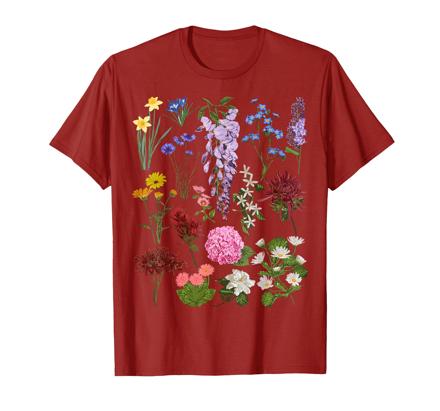 Vintage Flower Botanical Illustration Chart Plant T-Shirt