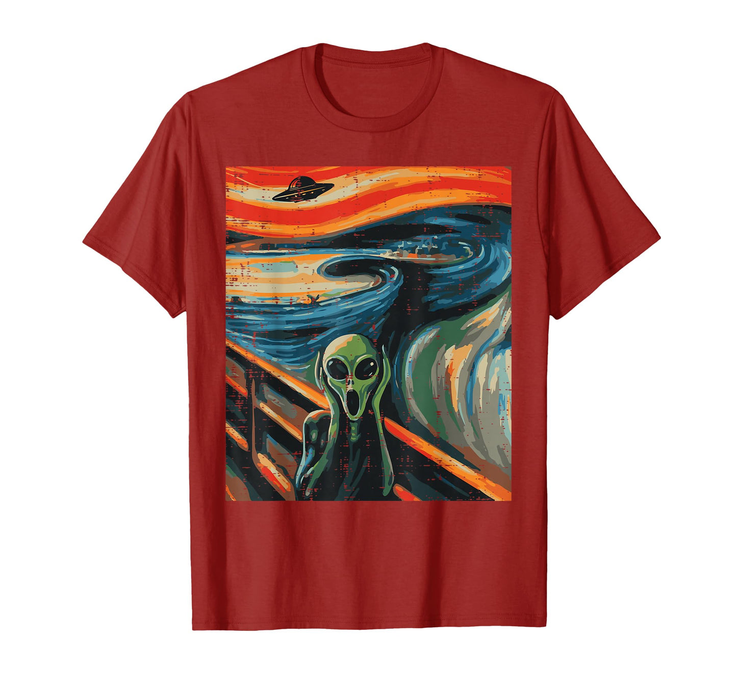 Alien Scream Painting Funny UFO Space Art Women Men Kids T-Shirt