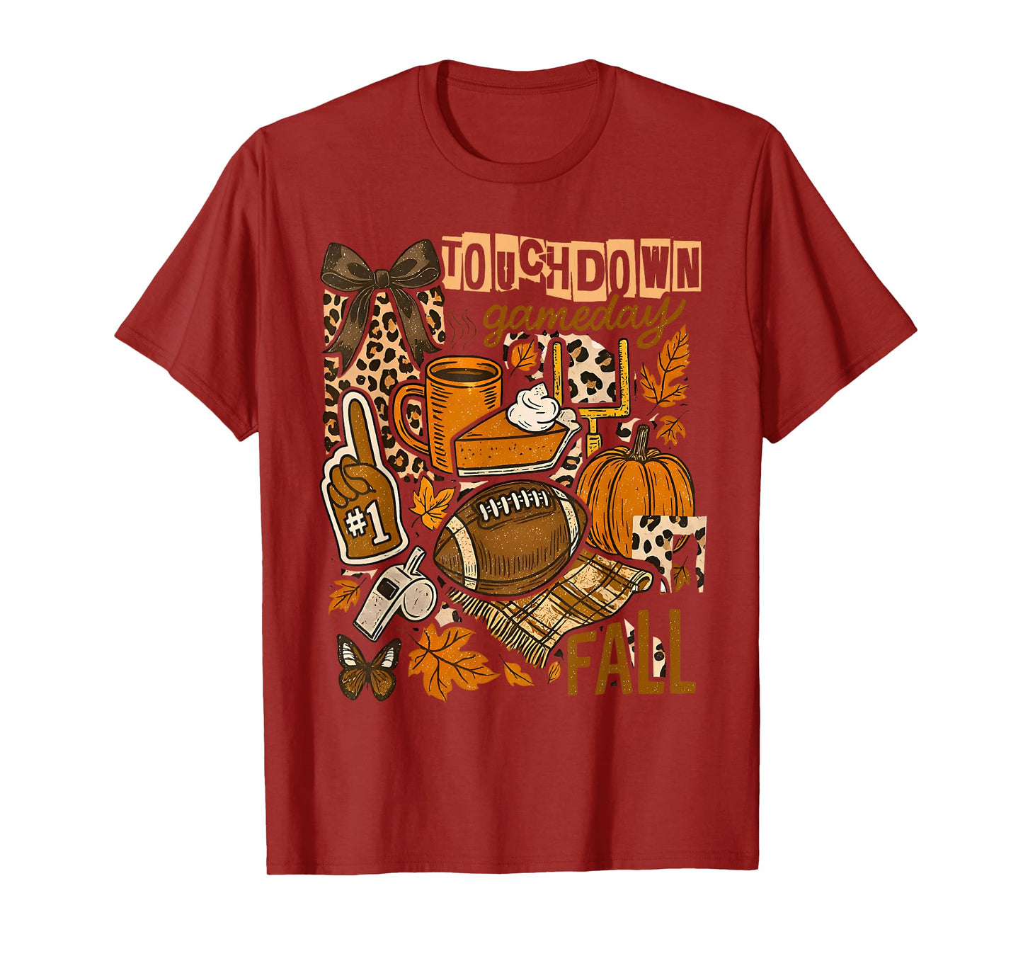 Touchdown Football Game Day Pumpkin Thanksgiving Autumn Fall T-Shirt