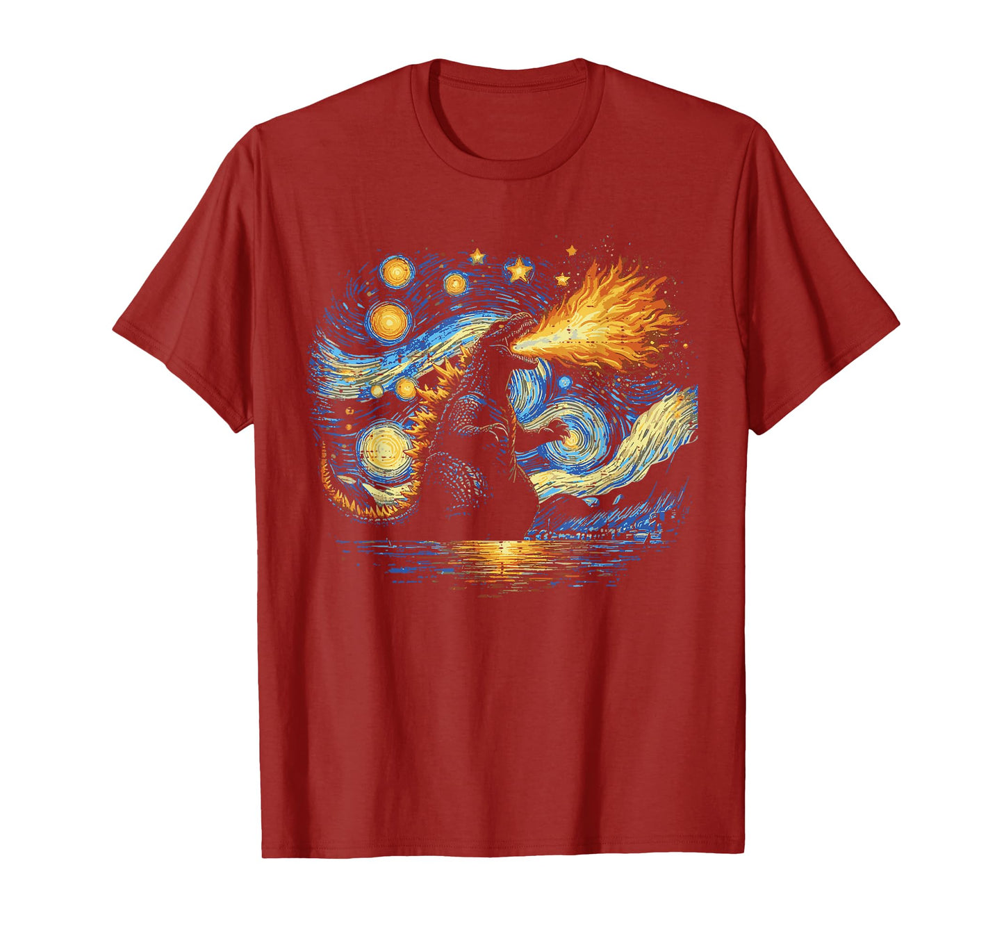 Japanese Starry Night Kaiju Funny Art Men Women Kids T-Shirt