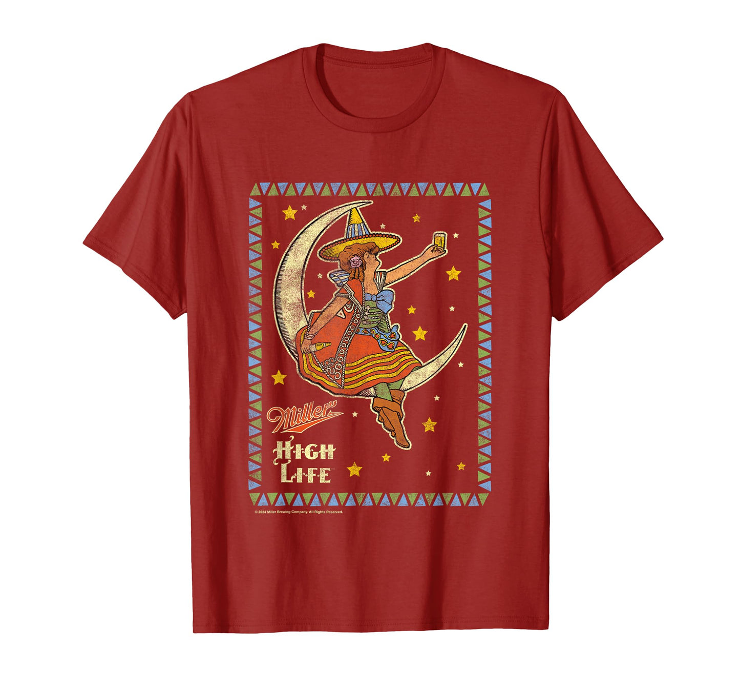 Miller High Life Girl On The Moon Vintage Stamp T-Shirt