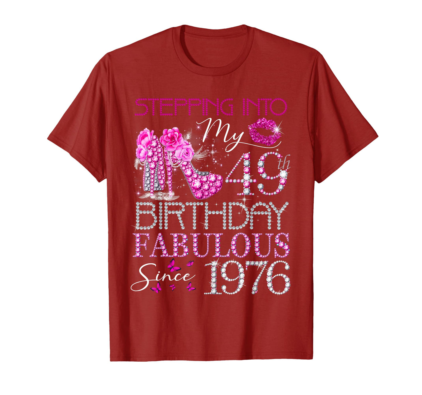 Womens Stepping Into My 49th Birthday Fabulous Since 1976 T-Shirt