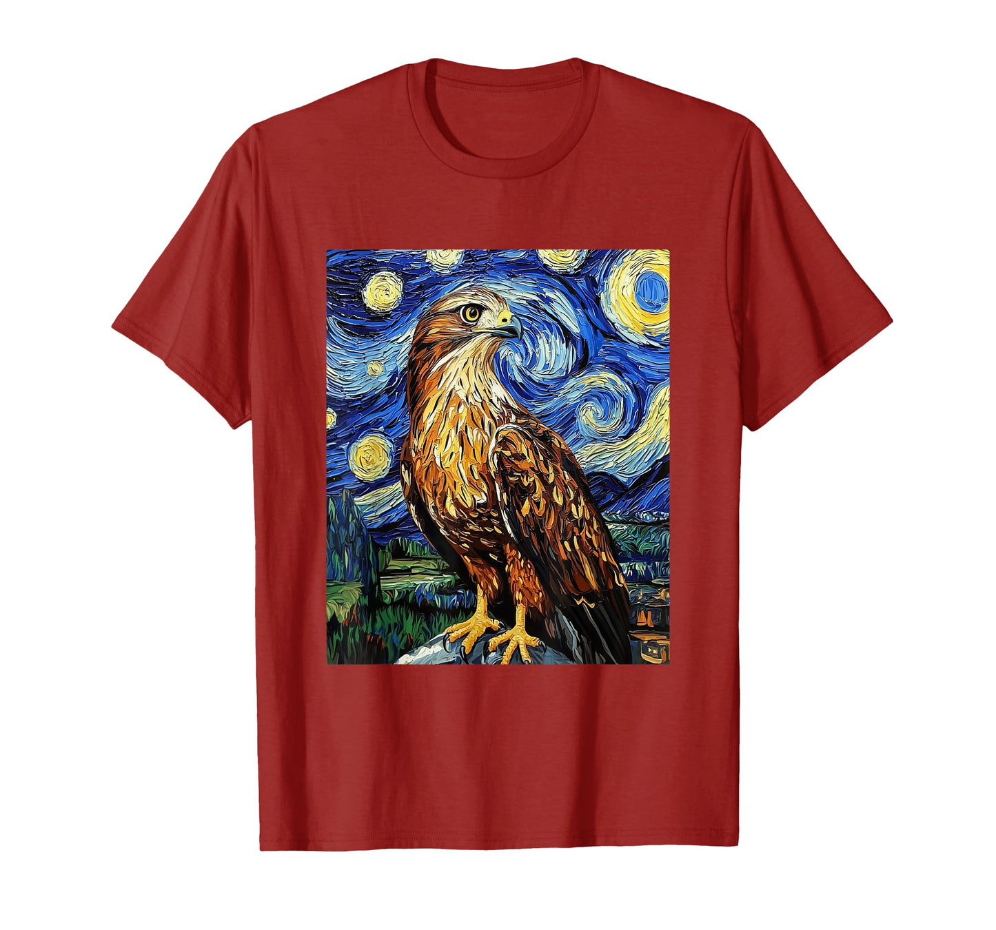 Funny Hawk Graphic Bird - Van Gogh Style - Starry Night T-Shirt