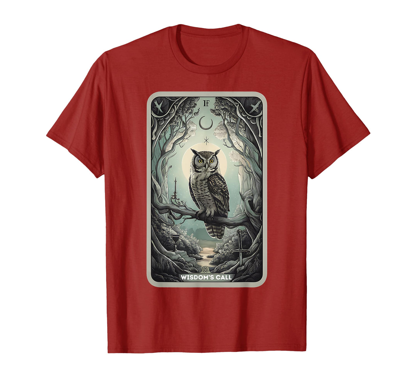 Tarot Card "Wisdom Call" Owls Lover Mystical Owl Tarot Card T-Shirt