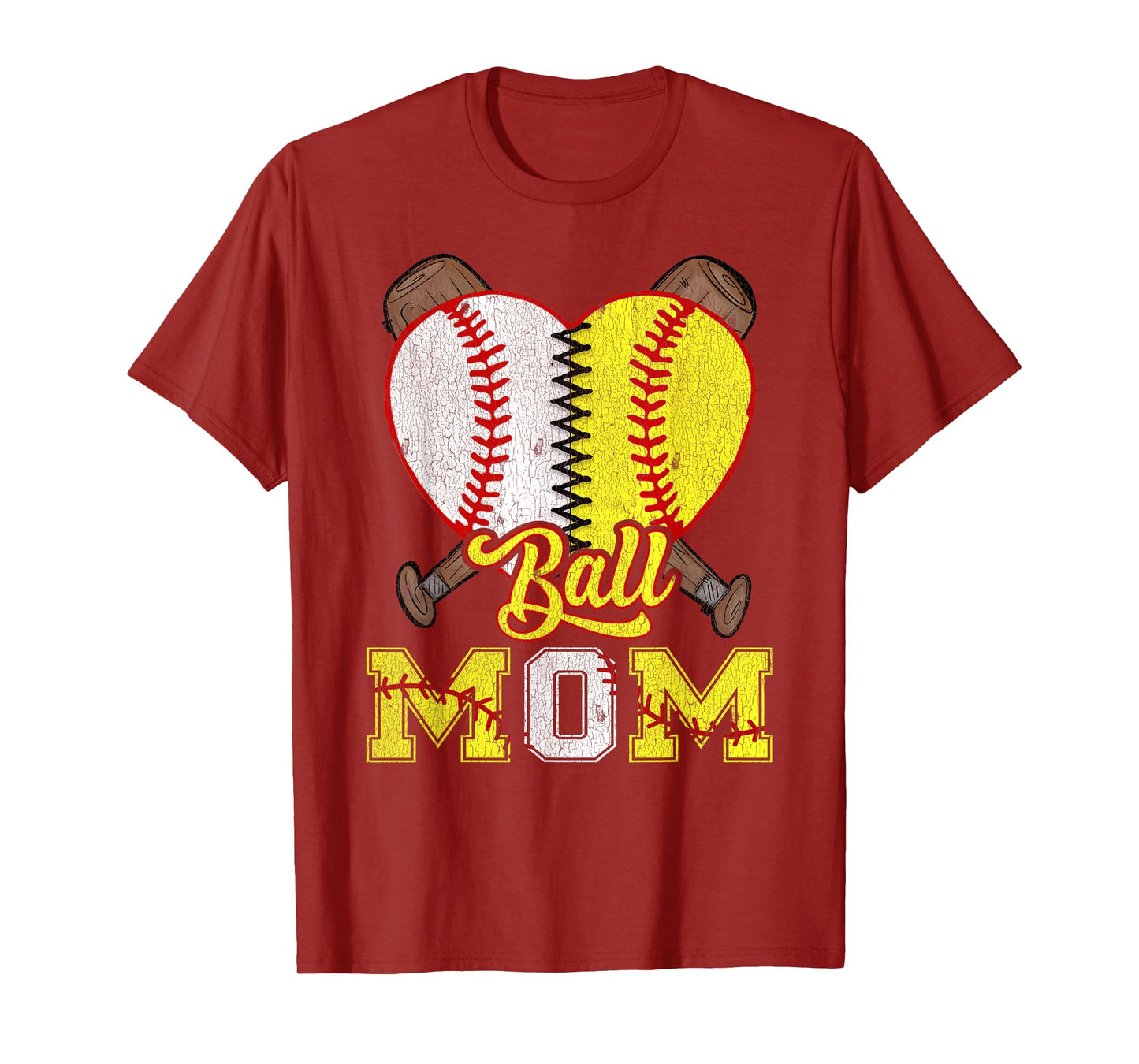 Mom Of Both Ball Mom Half Softball Half Baseball T-Shirt
