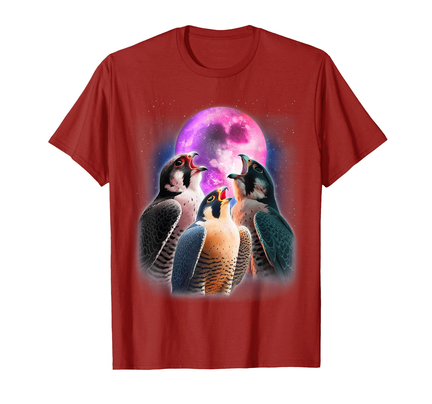3 Peregrine Falcon Howling At The Moon Funny Hawk Bird Lover T-Shirt
