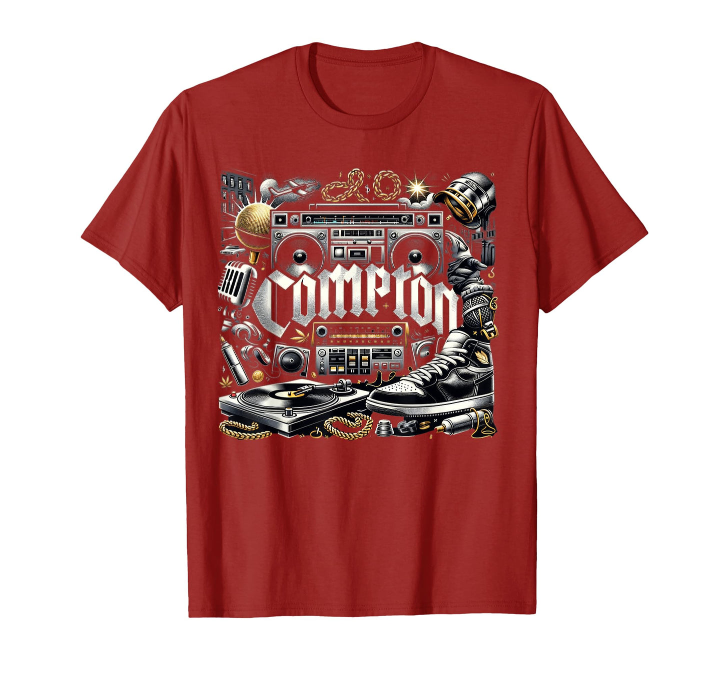 Compton NY Hip Hop Boombox Graphic Tee for Men Women T-Shirt