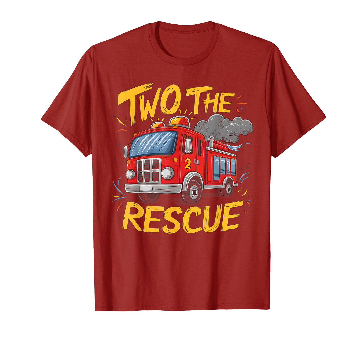Two The Rescue Firetruck 2 Yr old boy 2nd Birthday Party T-Shirt