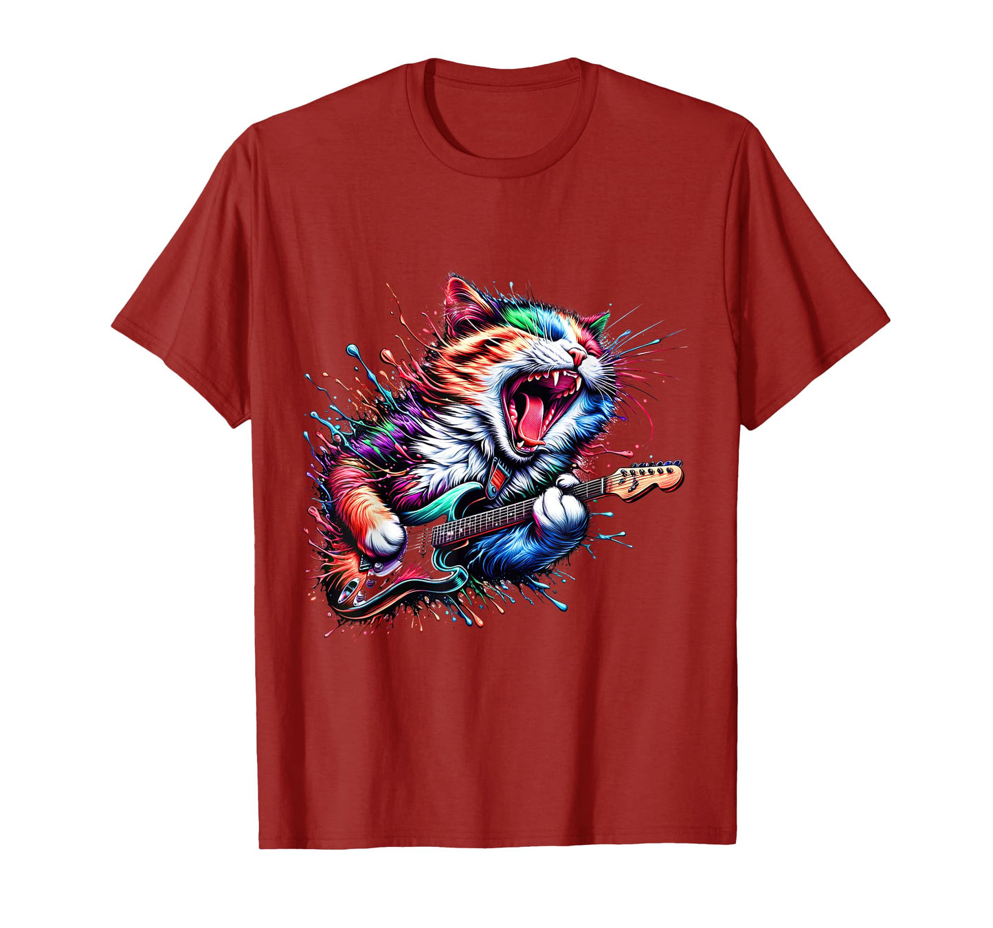 Kitty Cat Playing Guitar Rock Cat Heavy Metal Cat Music Cat T-Shirt