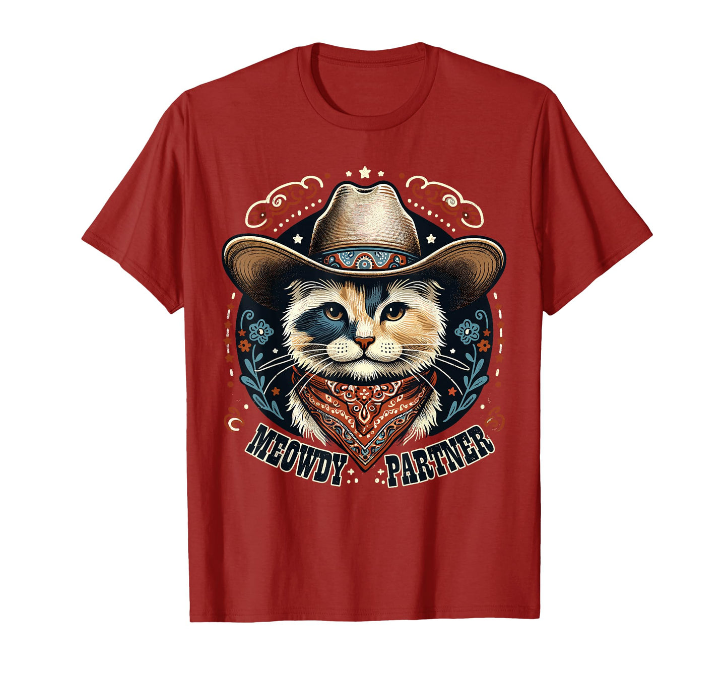 Meowdy Partner Cat Cowboy Hat Howdy Funny Country Western T-Shirt