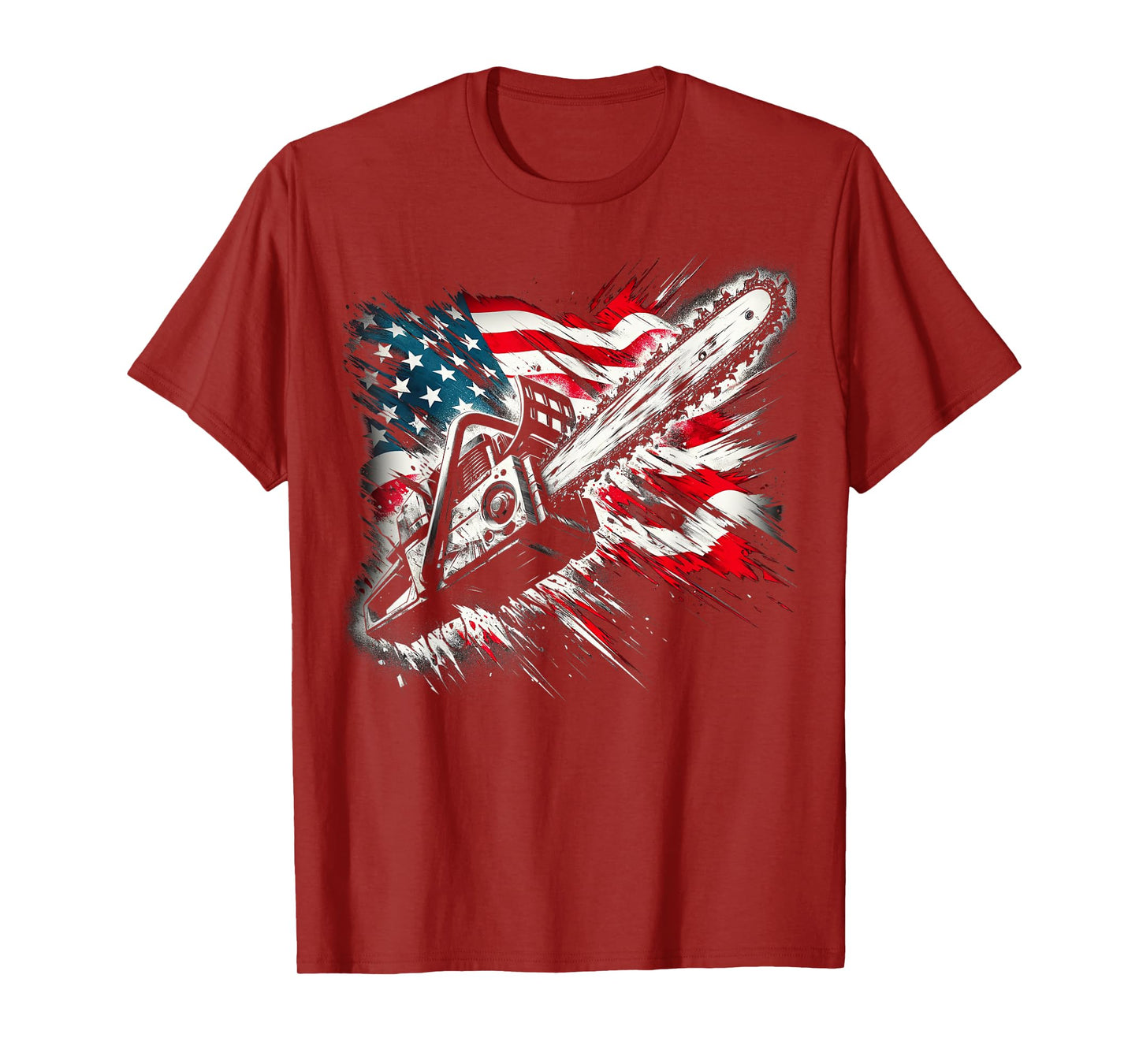 Vintage US Flag Chainsaw | Cute Woodworker Funny Logger T-Shirt