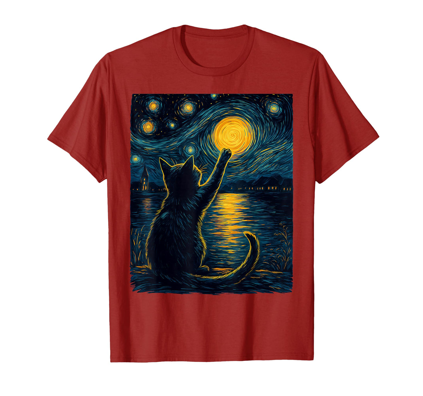 Black Cats Lover Starry Night Vincent van Gogh T-Shirt