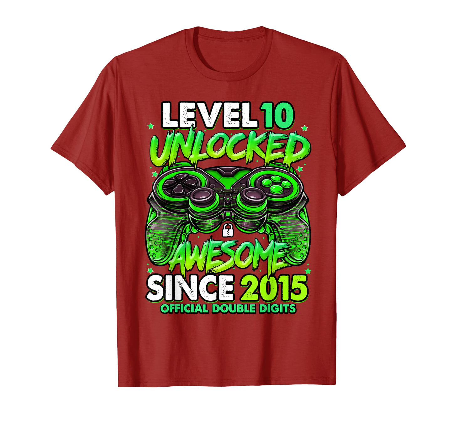 Level 10 Unlocked Awesome Since 2015 10th Birthday Gaming T-Shirt
