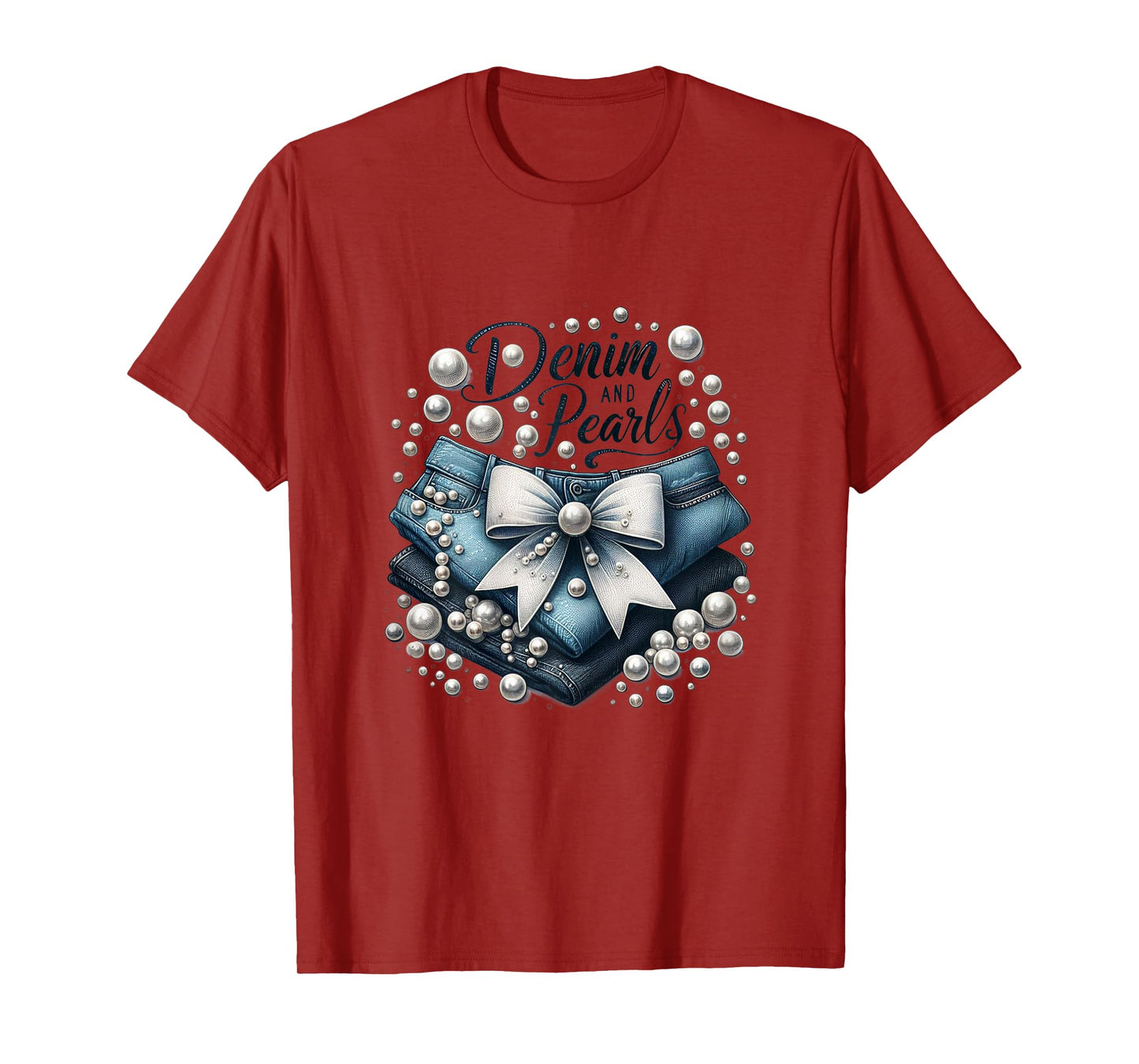 Pearls & Denim 2025 Outfit for Stylish Women T-Shirt