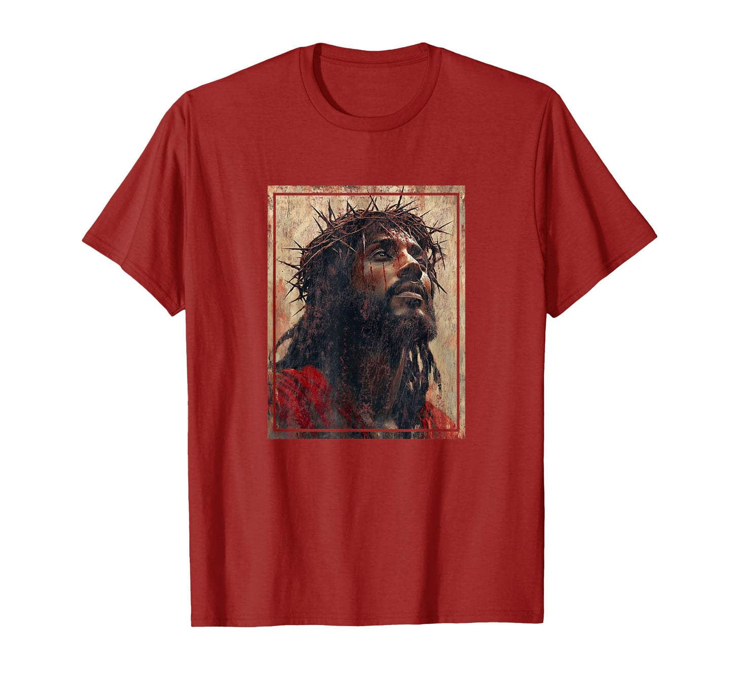 Black Jesus Face Of Jesus Cross With Crown Of Thorns T-Shirt