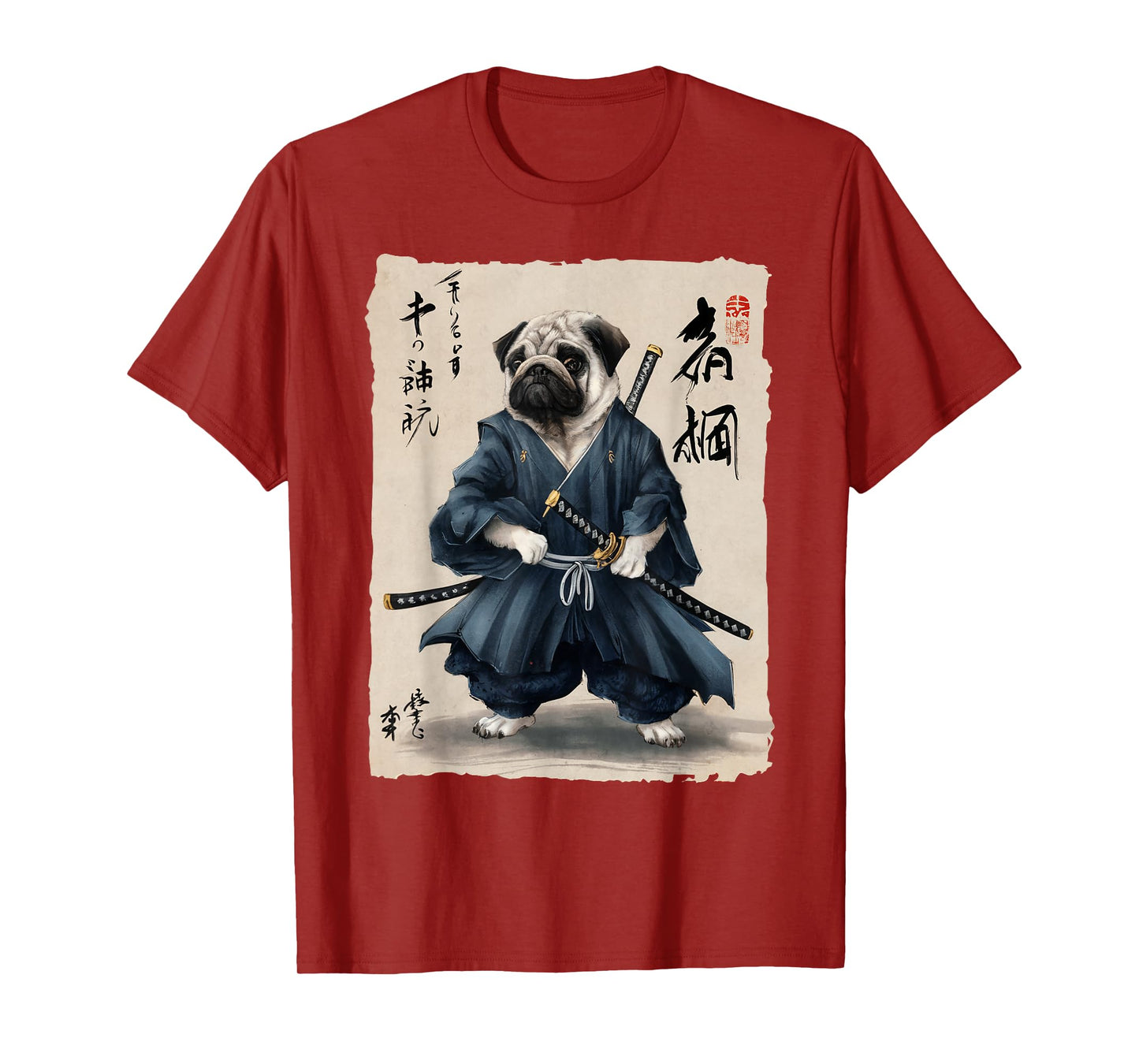 Samurai Pug Japanese Anime Dog Pug Lover Funny For Men Women T-Shirt