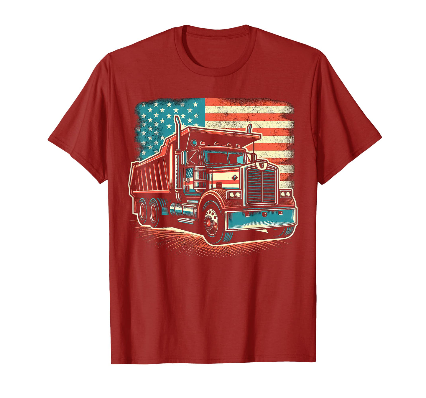 Dump Truck Driver American Flag Trucker Vintage Men Women T-Shirt
