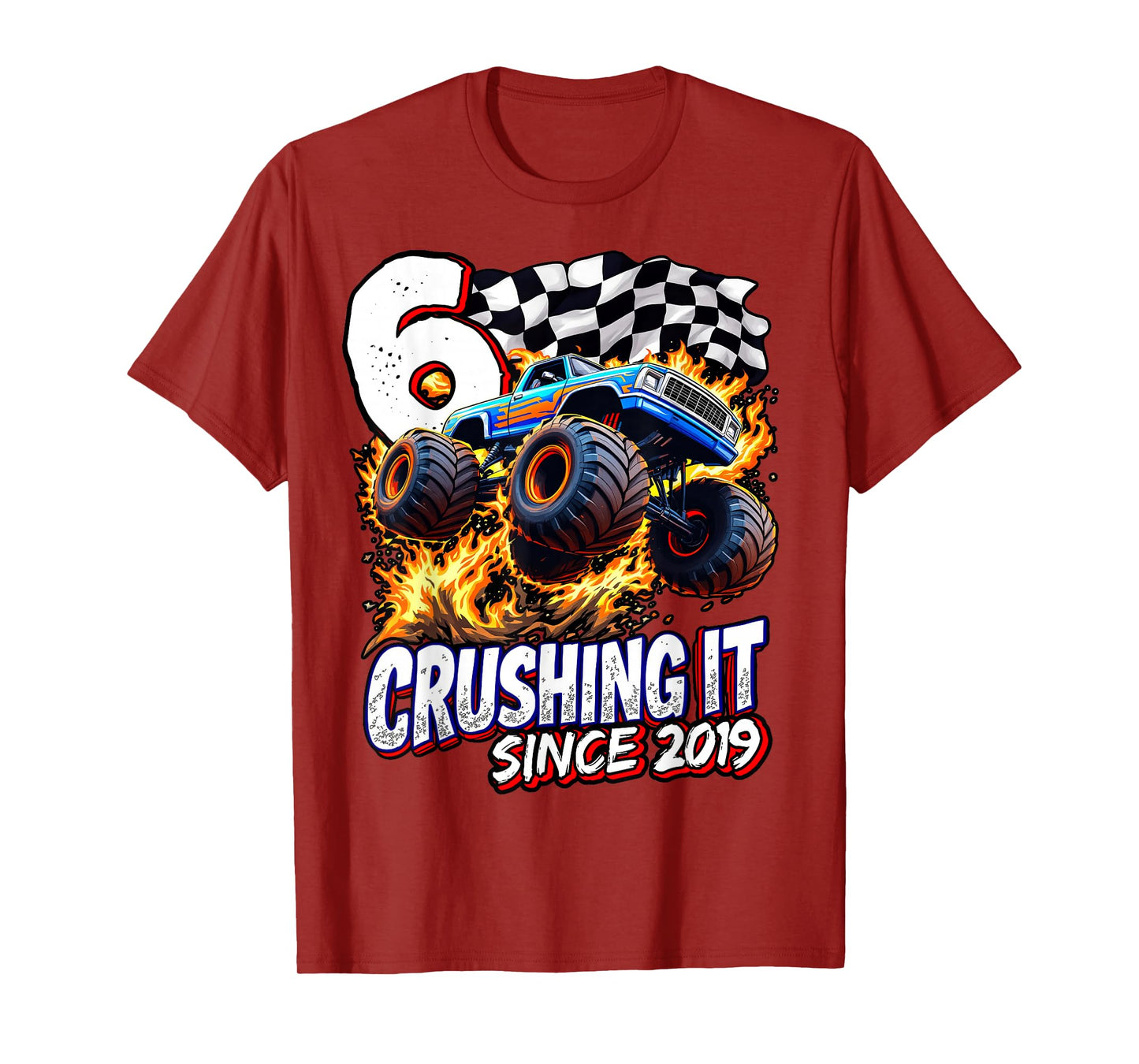 Birthday Monster Truck 6 year Old Boys 6th Party Born 2019 T-Shirt