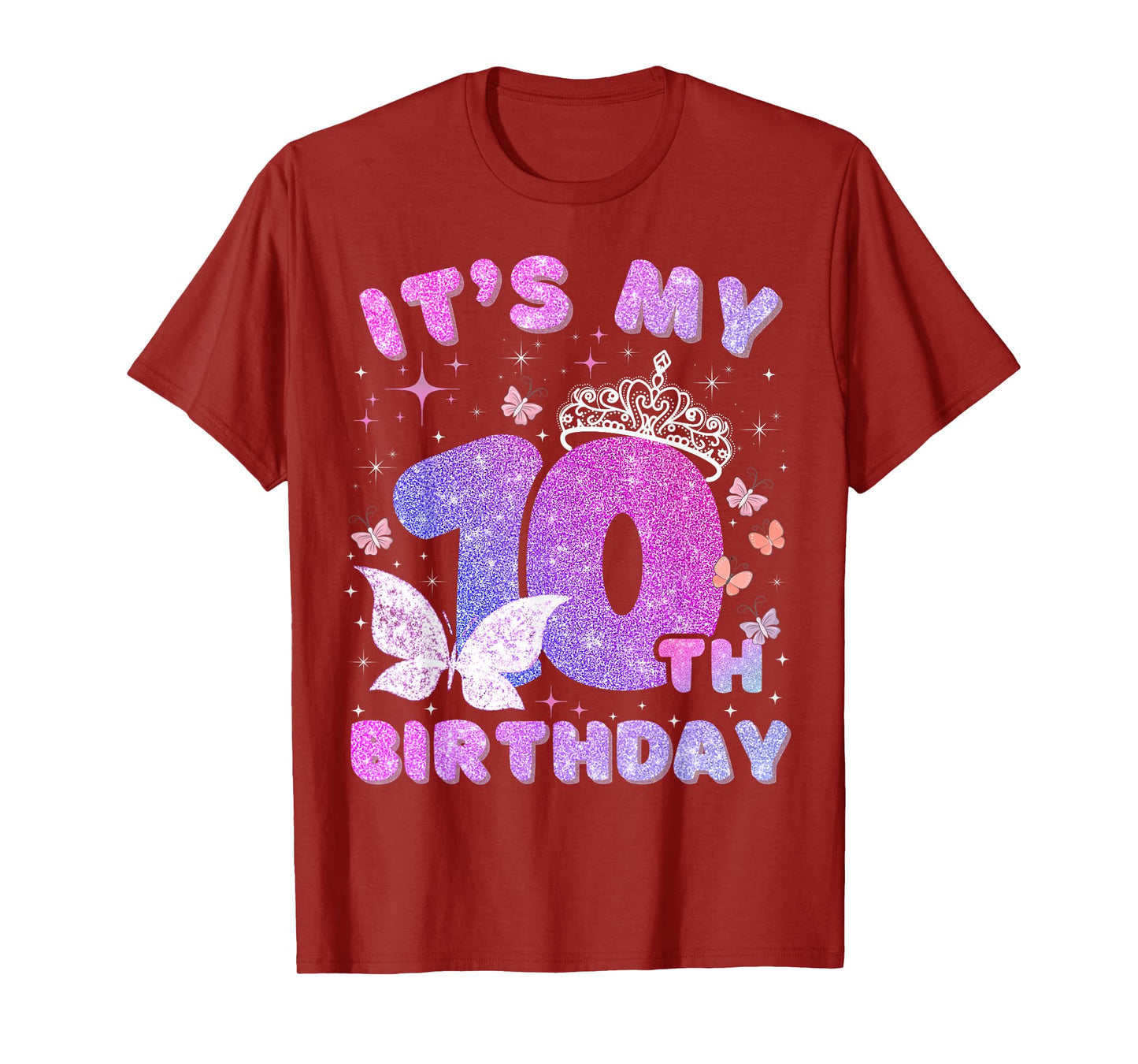 Kids 10 Years Princess Butterfly Its My 10th Birthday Girls T-Shirt