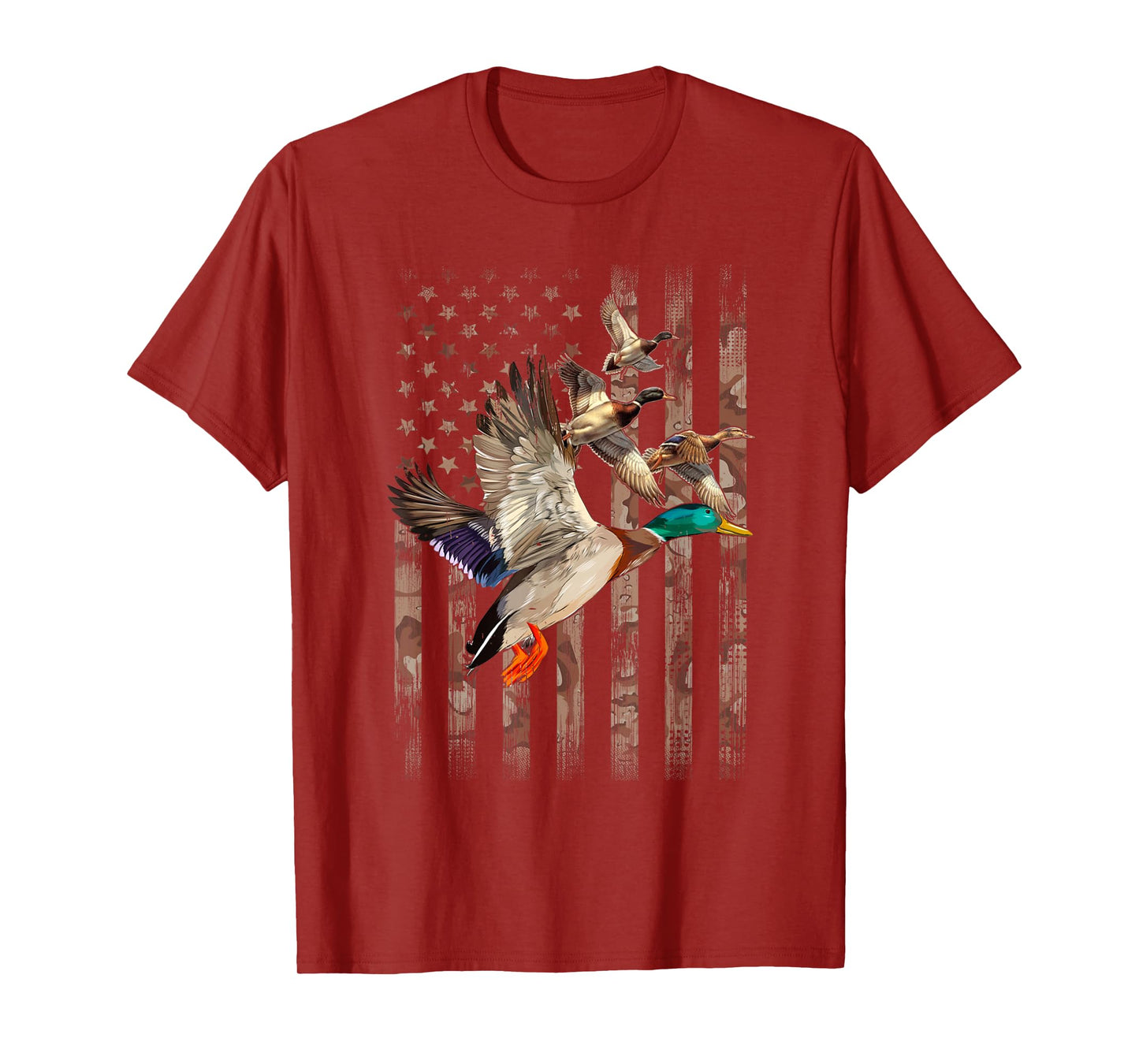 Duck Hunter American Flag Waterfowl Hunting Camouflage Men T-Shirt