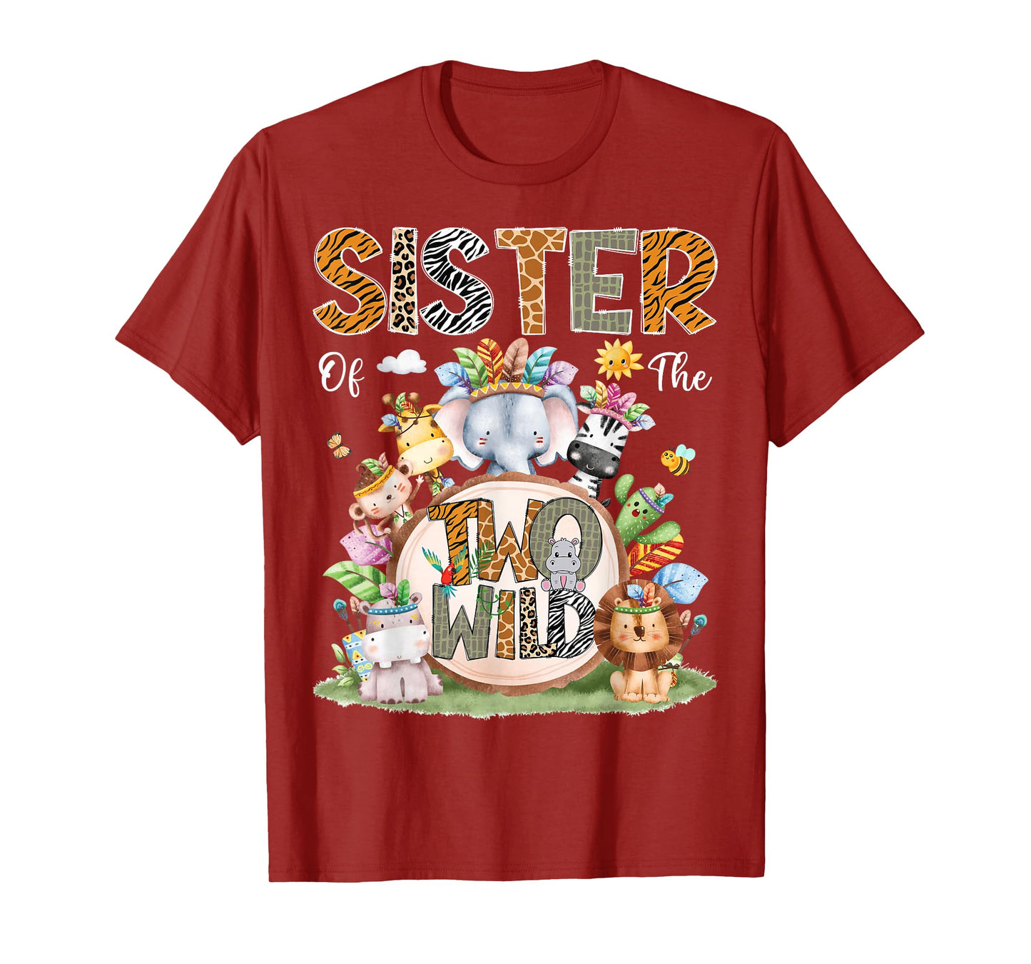 Sister Of The Two Wild 2Nd Birthday Animal Safari Tribal T-Shirt