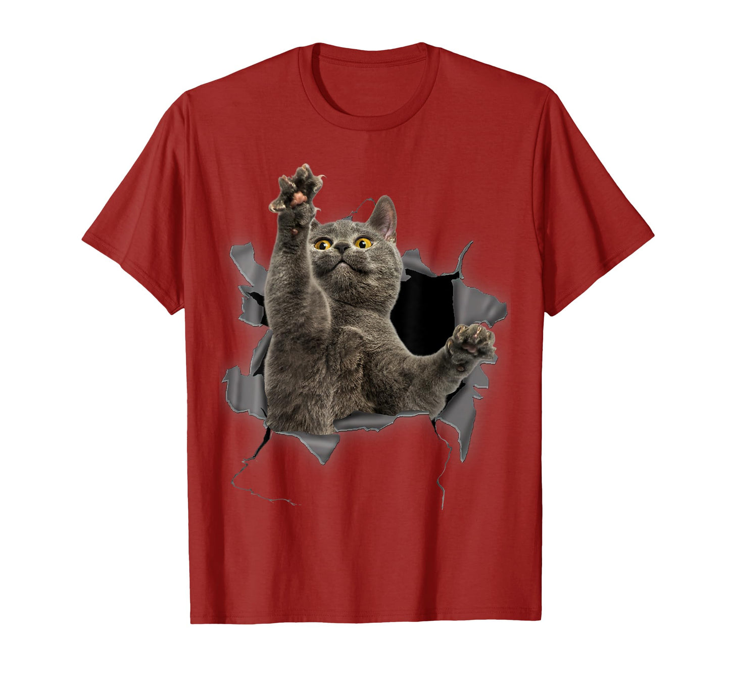 Grey Cat Torn Cloth Funny Gifts Cat Dad, Cat Mom, Cat Lover T-Shirt