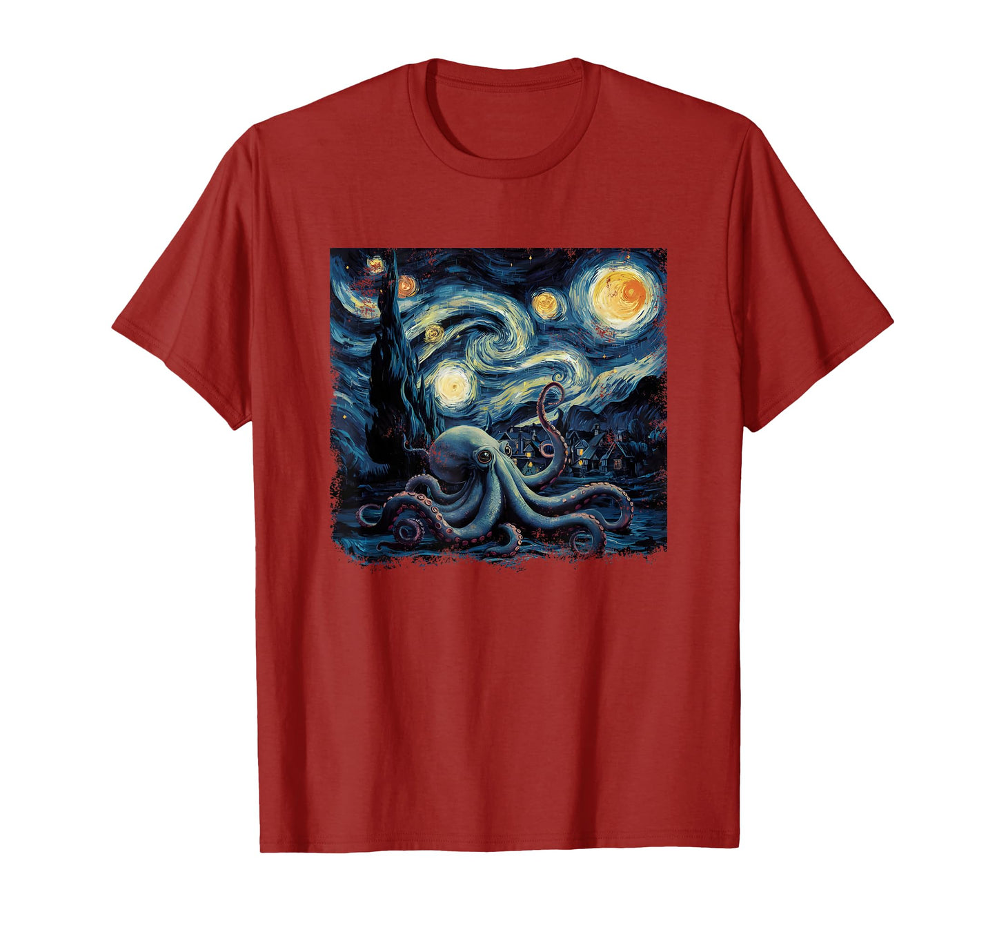 Starry Night Van Gogh Painting Octopus Lover T-Shirt