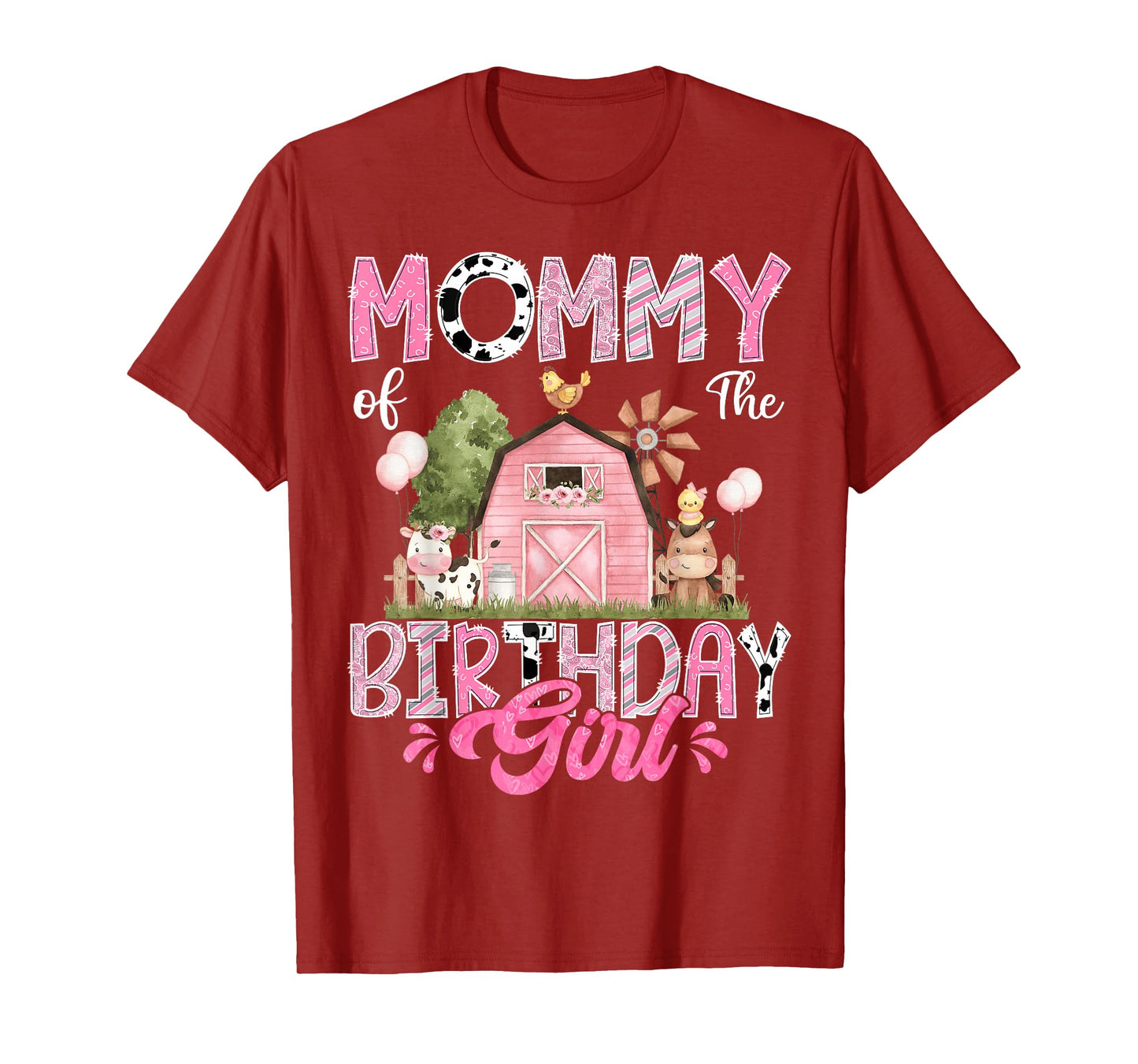 Mommy Of The Birthday Girl 1St Birthday Pink Cow Farm T-Shirt