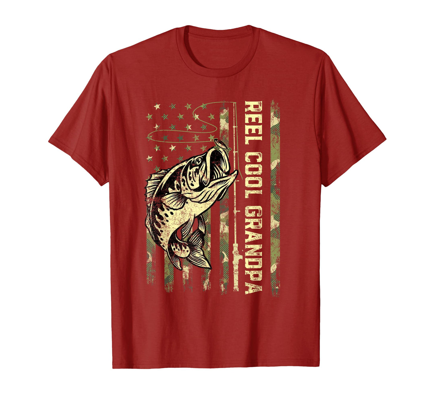 Reel Cool Grandpa Fisherman Camouflage Father's Day T-Shirt