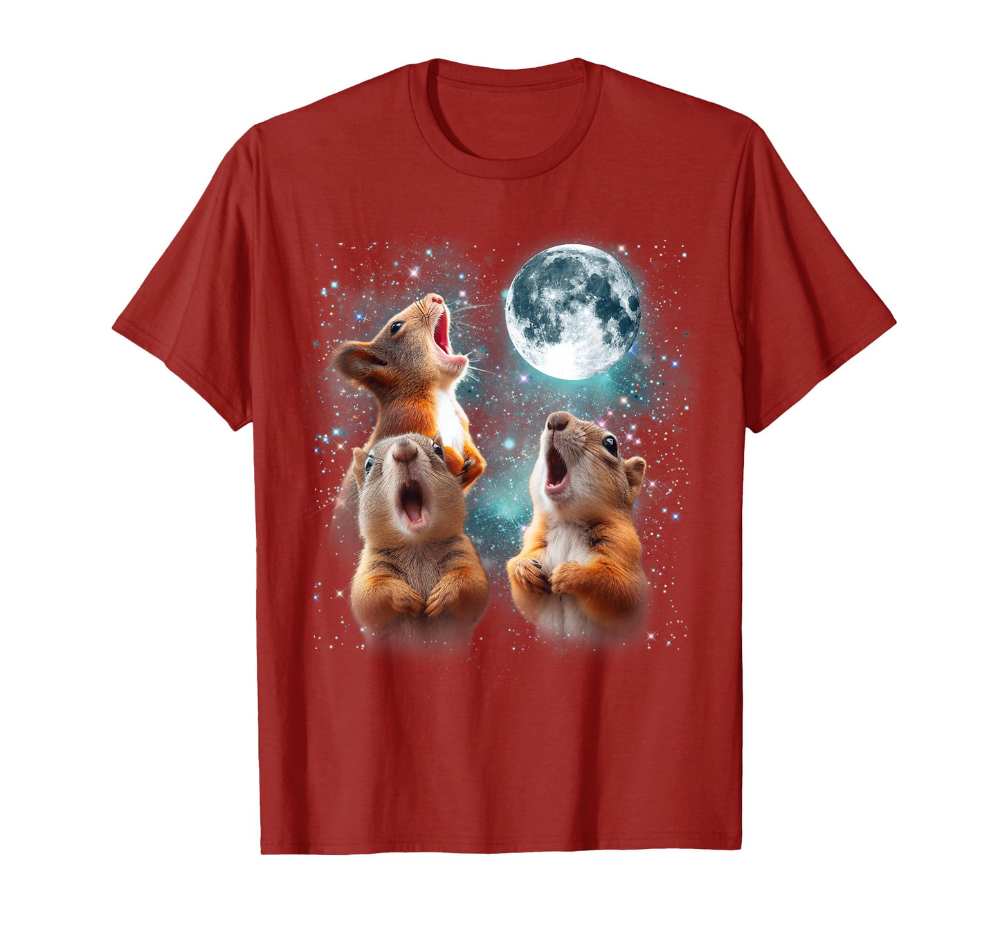 3 Squirrel Moon Howling Squirrel Head Funny For Men Women T-Shirt