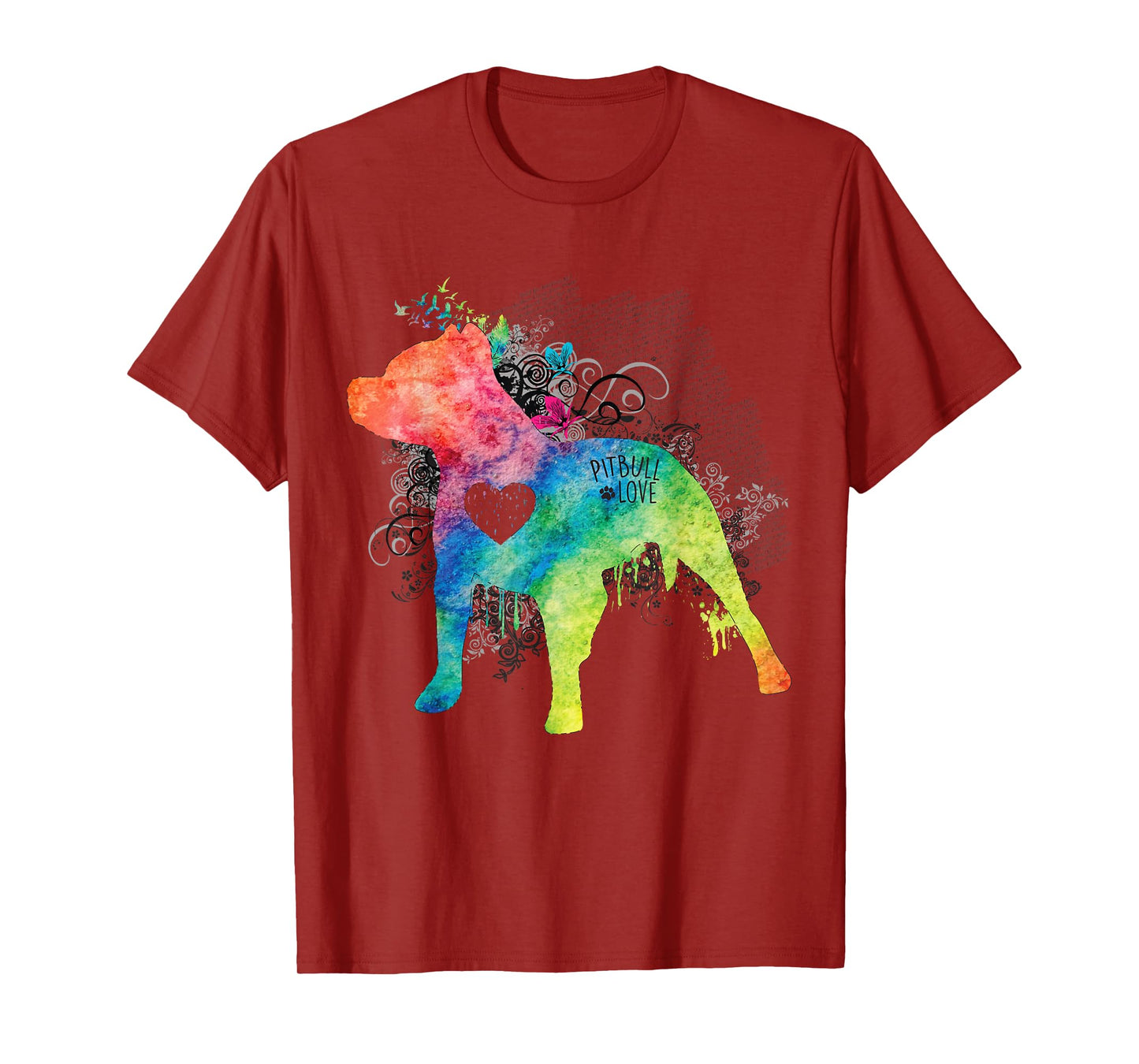 Pitbull Love Watercolor Zen T-Shirt - Pit bull Tee Shirt T-Shirt