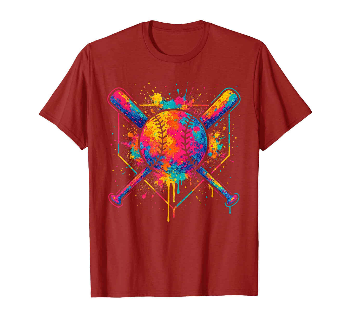 Colorful Splash Baseball Drip Bats and Ball for BoysYouth T-Shirt