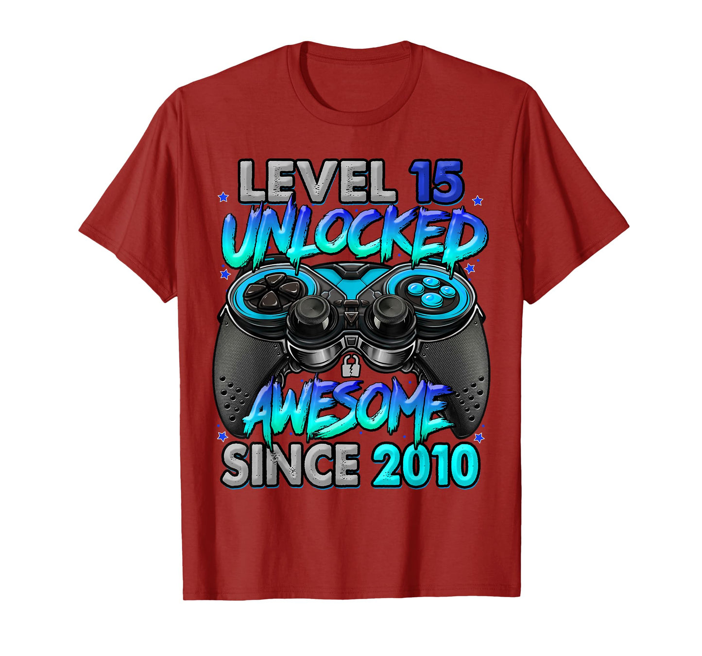 Level 15 Unlocked Awesome Since 2010 15th Birthday Gaming T-Shirt