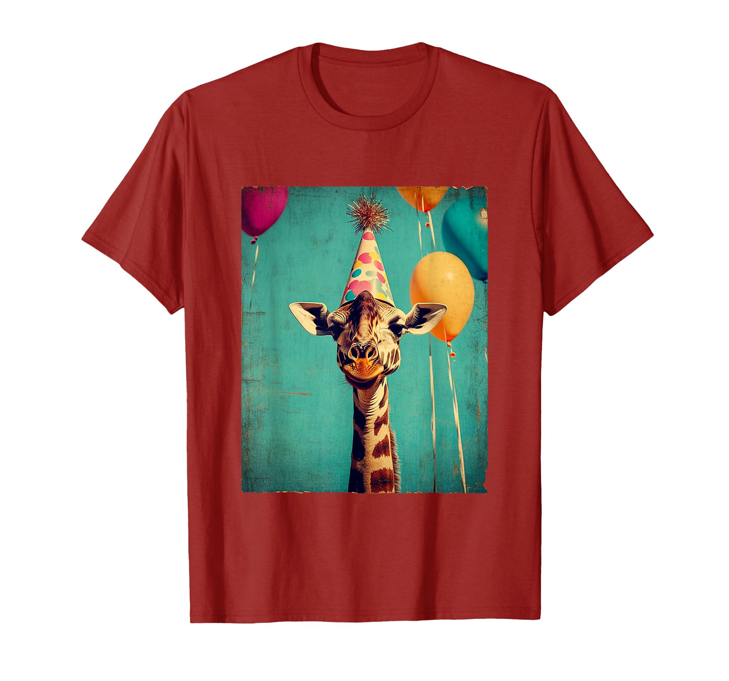 Giraffe Animal Zoo Birthday Party Apparel Unisex-Kids Retro Art Print Giraffe Birthday Party T-Shirt Black Short Sleeve Small