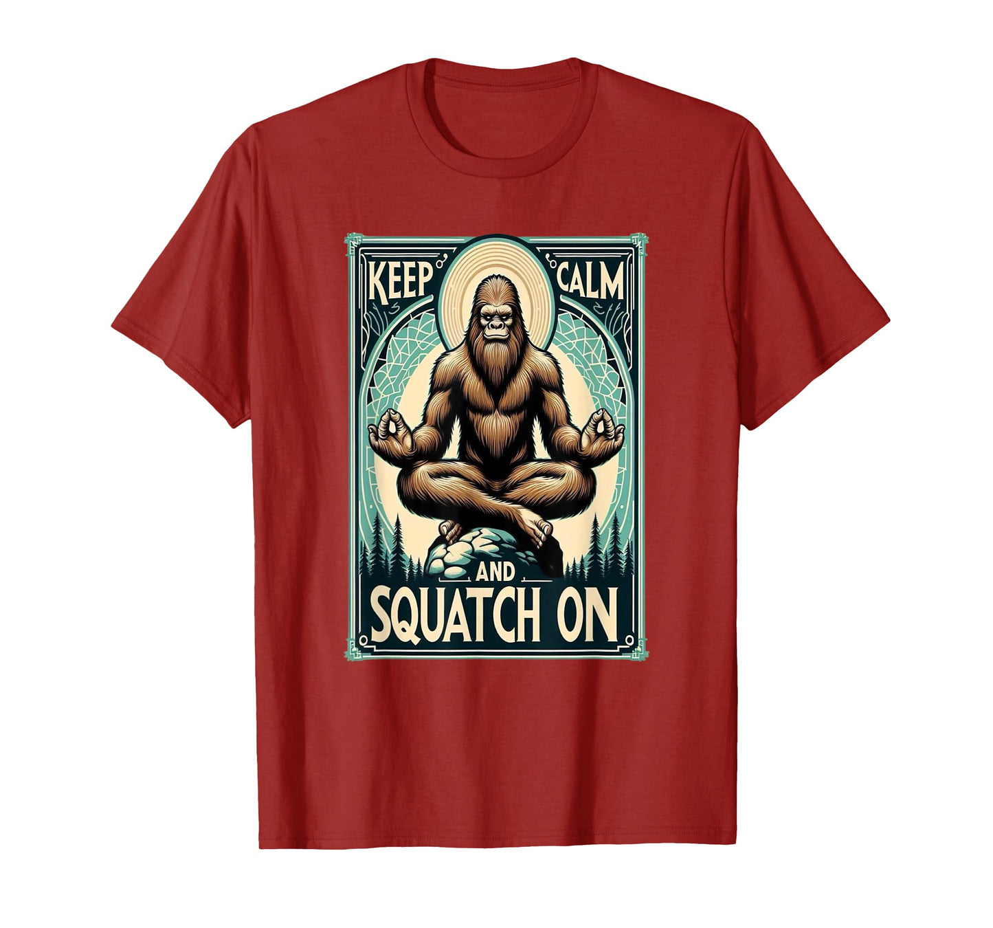 Funny Bigfoot Yoga Pose Meditation Keep Calm And T-Shirt