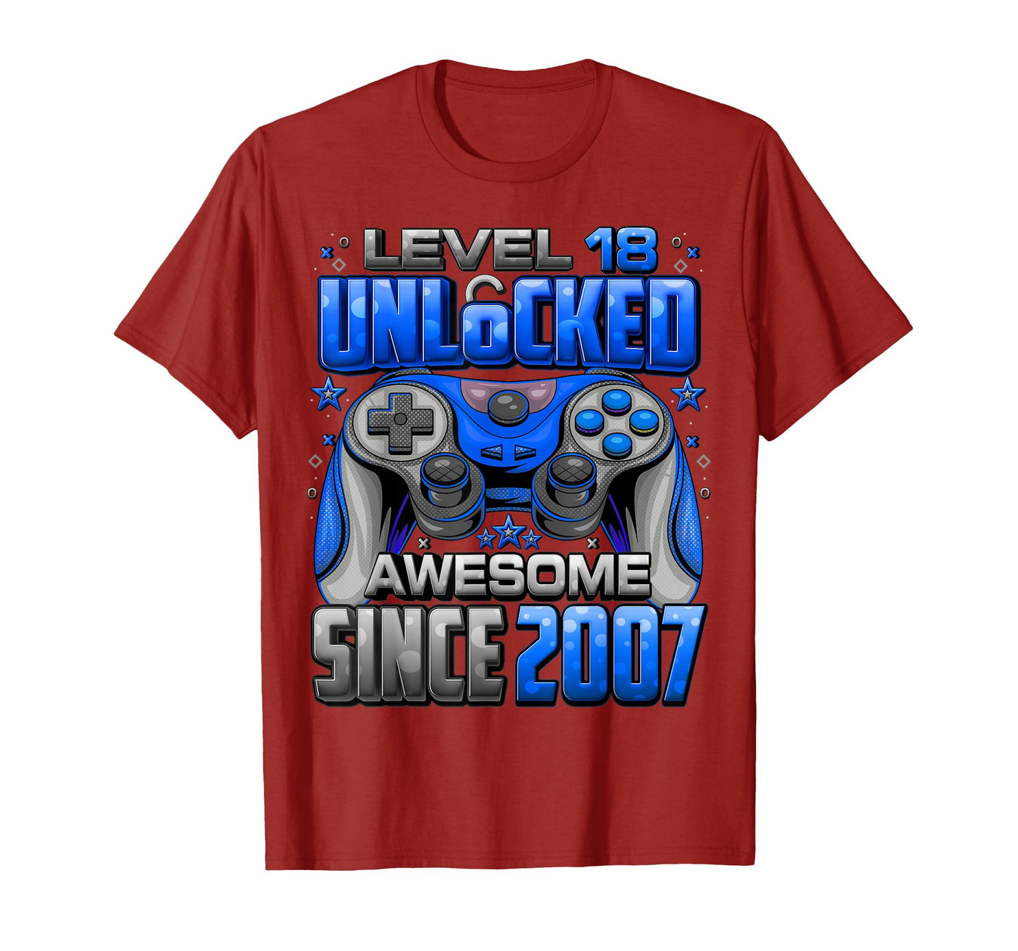 Level 18 Unlocked Awesome Since 2007 18th Birthday Gaming T-Shirt