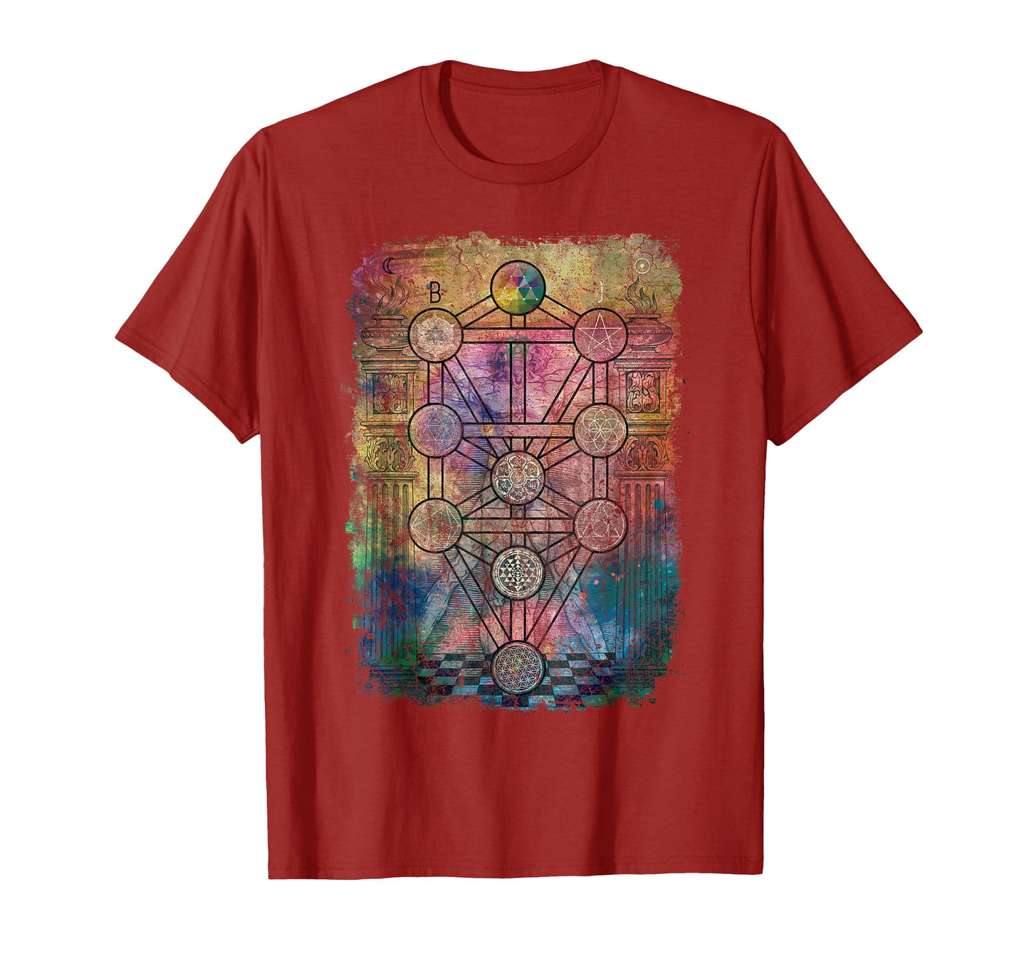 Tree Of Life Sacred Geometry Retro Vintage Graphic Print T-Shirt