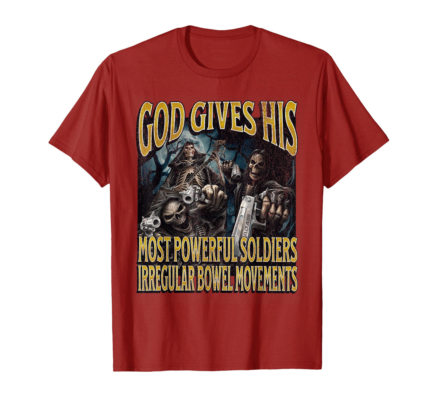 Irregular Bowel Movements Funny Hard Skeleton Meme Bootleg T-Shirt