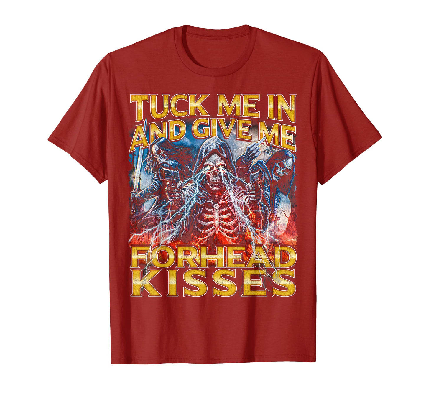 Tuck me in - 80s Horror Bootleg Cool Hard Skeleton Meme T-Shirt