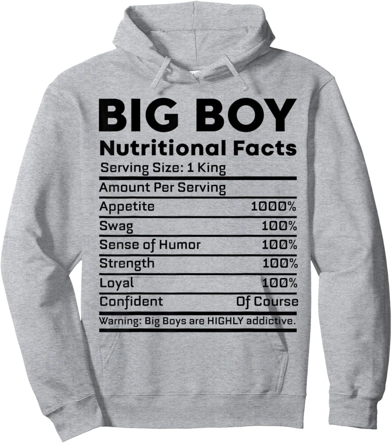 Big Boy Nutritional Facts For Boys Hoodie - Hoodie | Ash