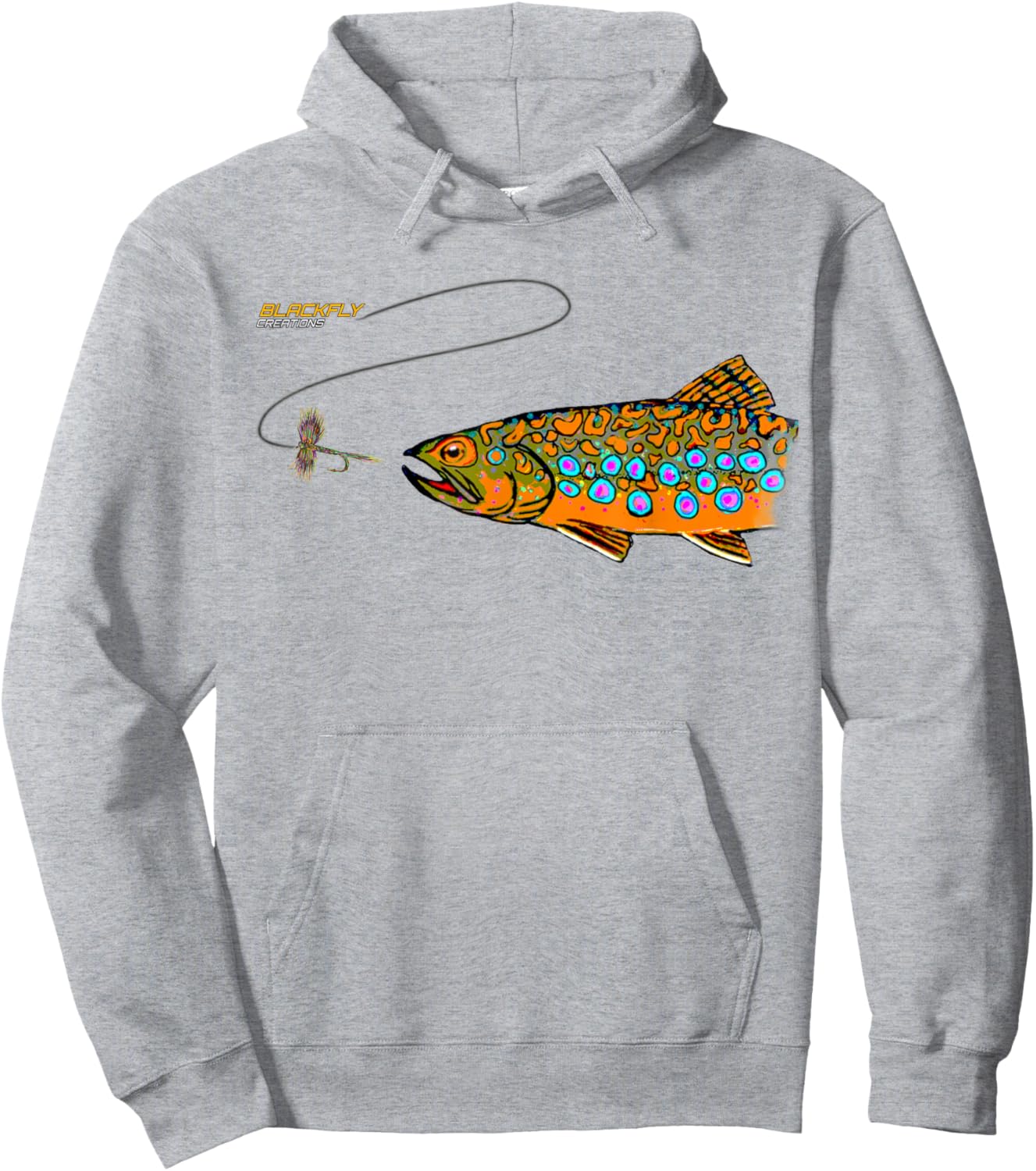 Brook Trout Fly Fishing Shirts Gifts by Black Fly Hoodie - Hoodie | Ash