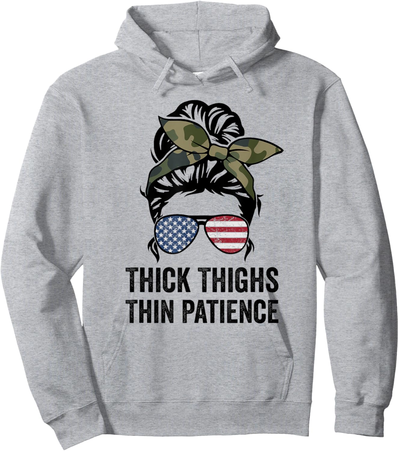 Thick Thighs Thin Patience, Fitness Messy Bun Ladies Workout Hoodie - Hoodie | Ash