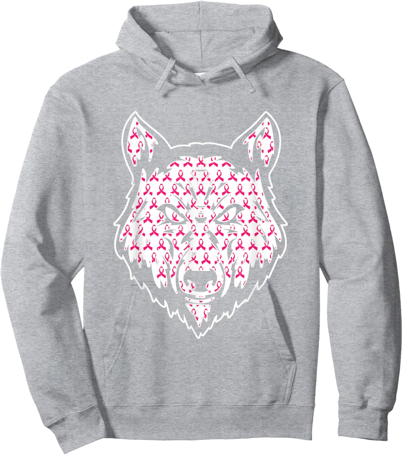 Wolf Pink Ribbon Breast Cancer Awareness Cute Animal Warrior Hoodie - Hoodie | Ash