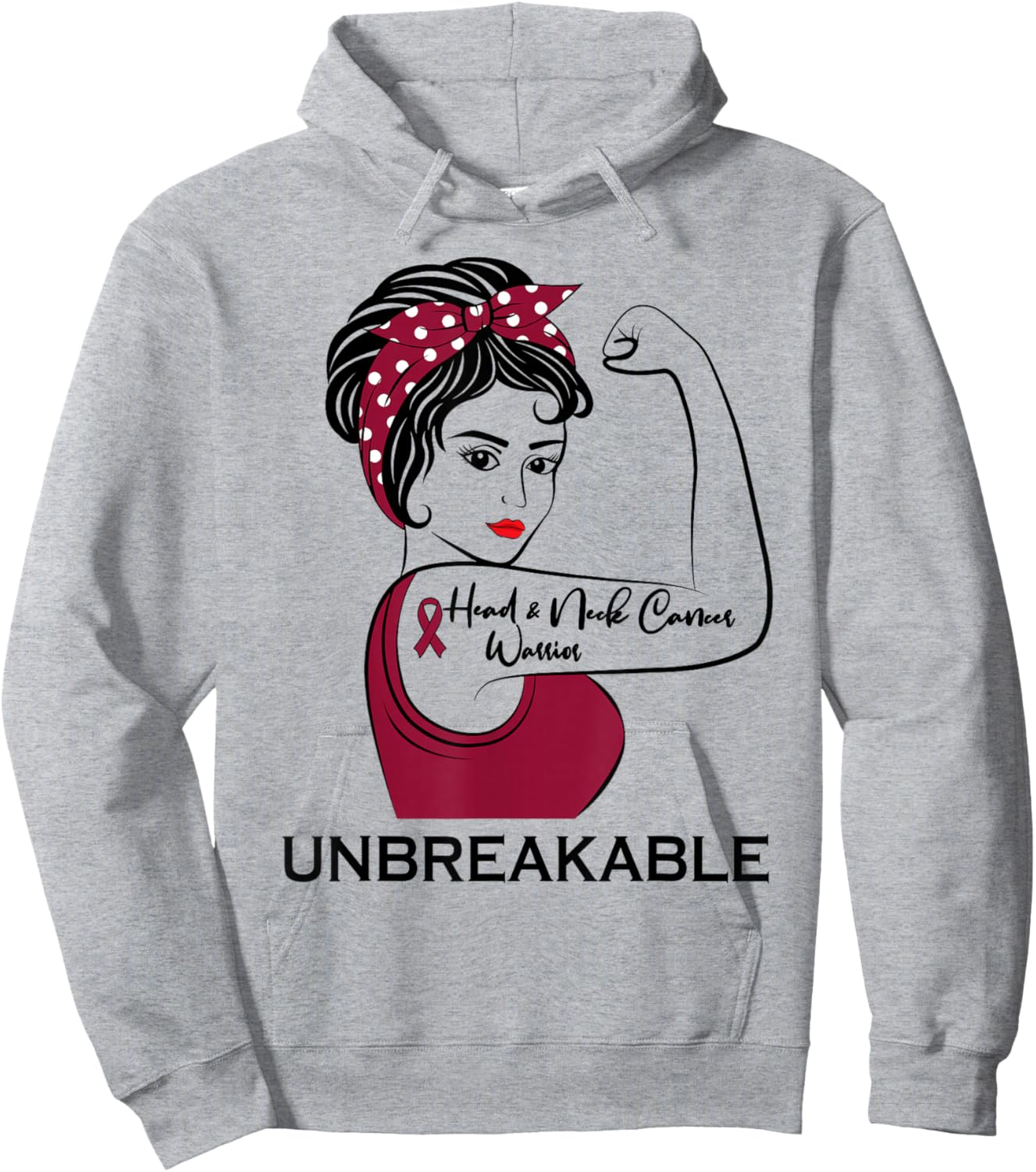 Head and Neck Cancer Warrior Unbreakable Awareness Hoodie - Hoodie | Ash